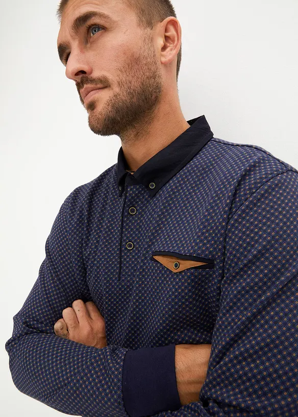 Sweat-shirt élégant à col polo, bonprix