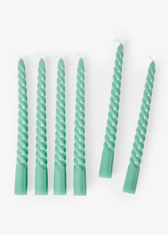 Stabkerzen in gedrehter Form (6er Pack), bonprix