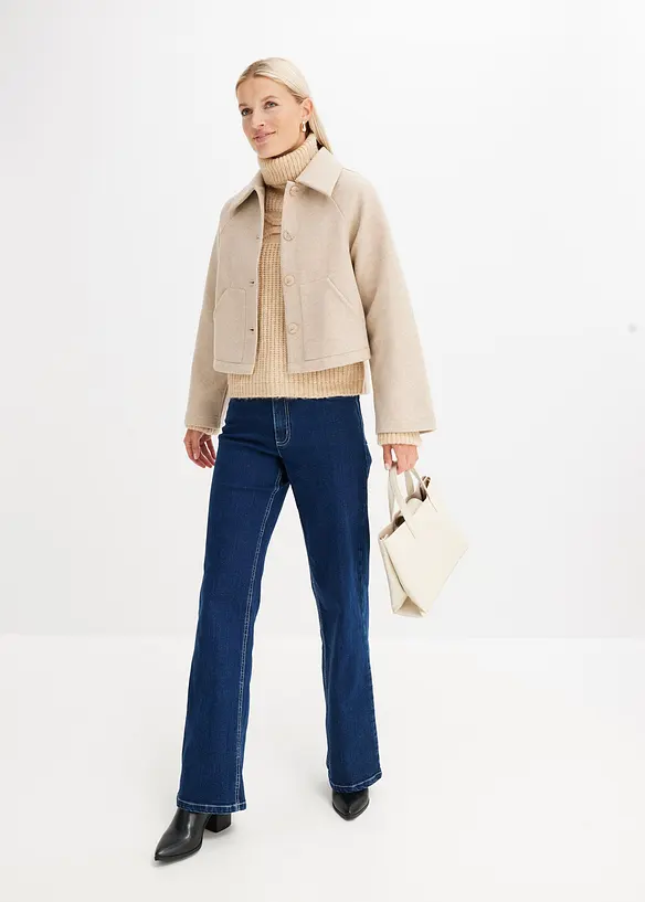 Jean large taille haute, coton, bonprix