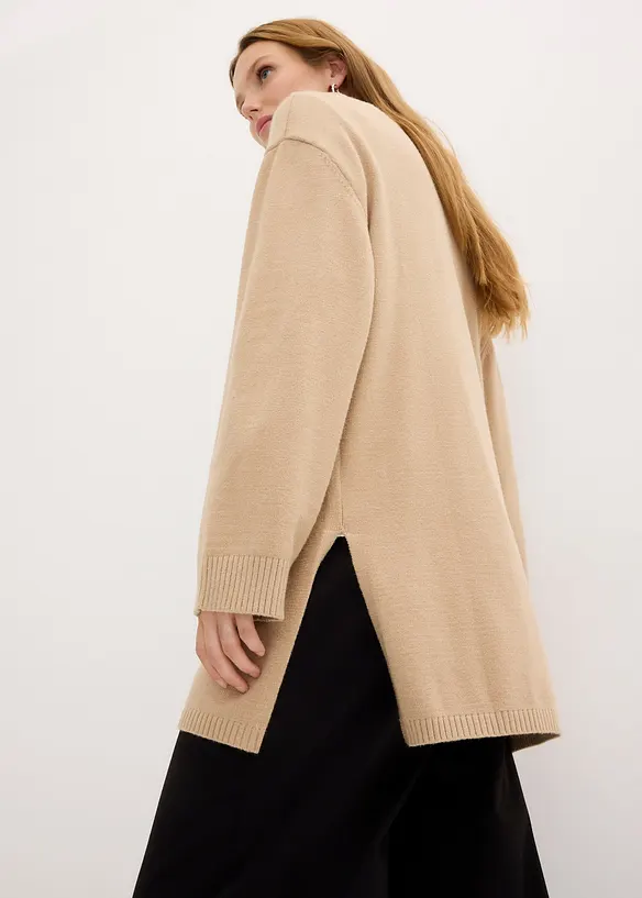 Long-Feinstrickpullover mit Seitenschlitzen aus Viskose-Mix, bonprix