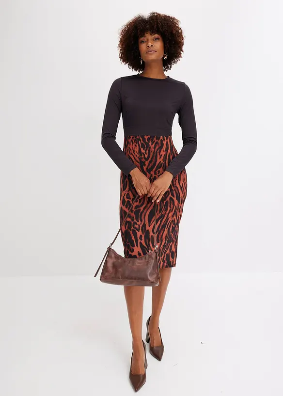 Robe en jersey avec jupe imprimée, bonprix