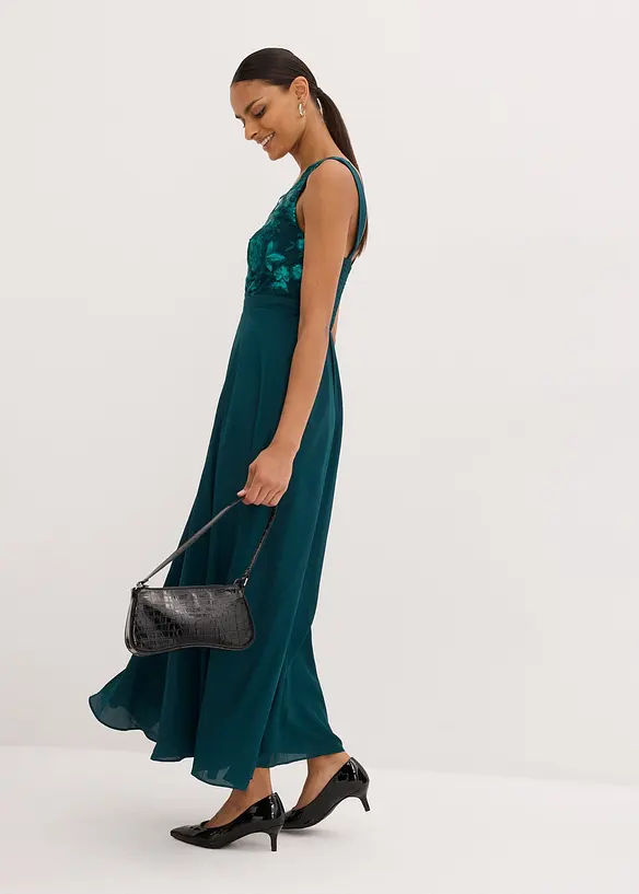 Robe longue brod&eacute;e de sequins, bonprix