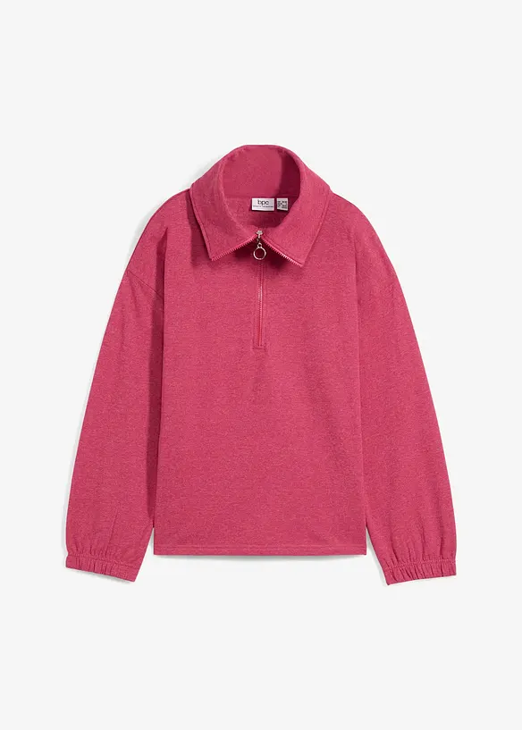 Sweatshirt mit gro&szlig;em Troyer- Kragen, langarm, bonprix