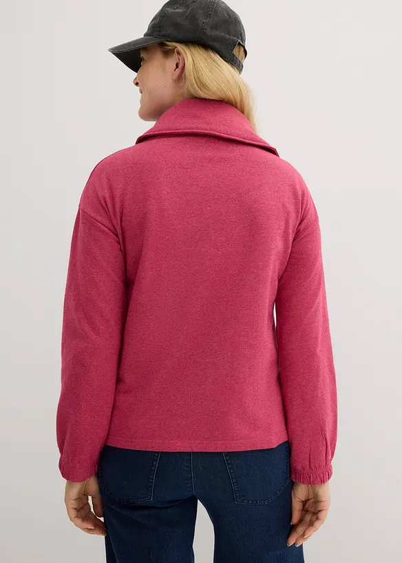 Sweatshirt mit gro&szlig;em Troyer- Kragen, langarm, bonprix