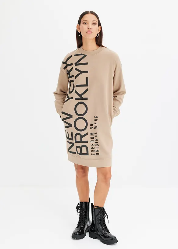 Robe sweat oversize en coton mélangé doux, bonprix
