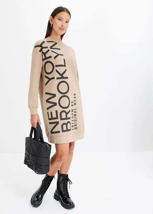 Robe sweat oversize en coton mélangé doux, bonprix