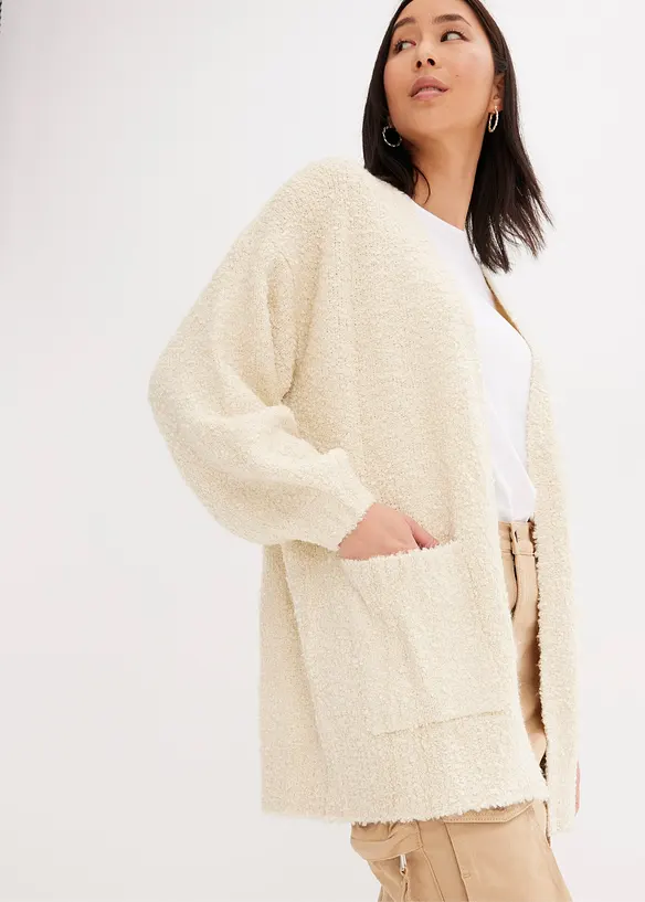 Oversize-Boucl&eacute;strickjacke, bonprix