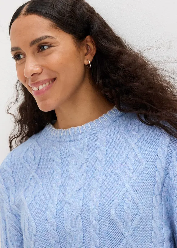 Grobstrick-Pullover mit Zopfmuster, bonprix