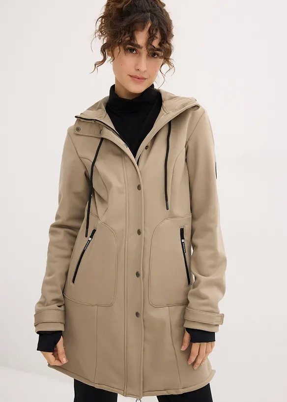 Super Stretch Softshell-Parka, wasserabweisend, bonprix