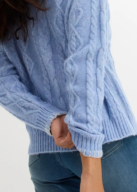 Grobstrick-Pullover mit Zopfmuster, bonprix