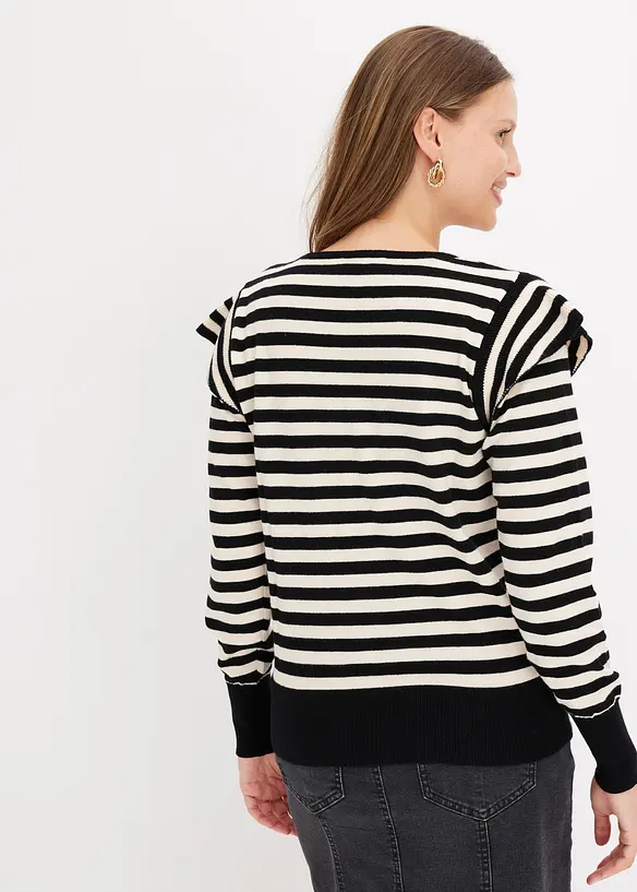 Pull rayé à volants, bonprix
