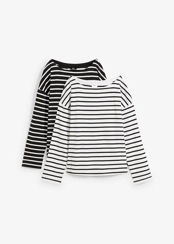 Langarmshirt aus reiner Bio-Baumwolle, (2er Pack), bonprix