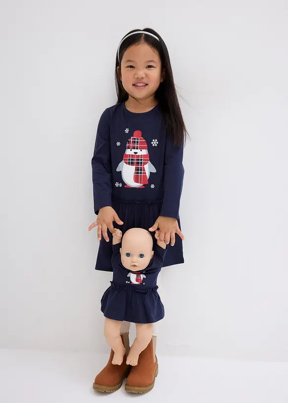 Robe en jersey + robe de poupée 100% coton (ens. 2 pces), bonprix