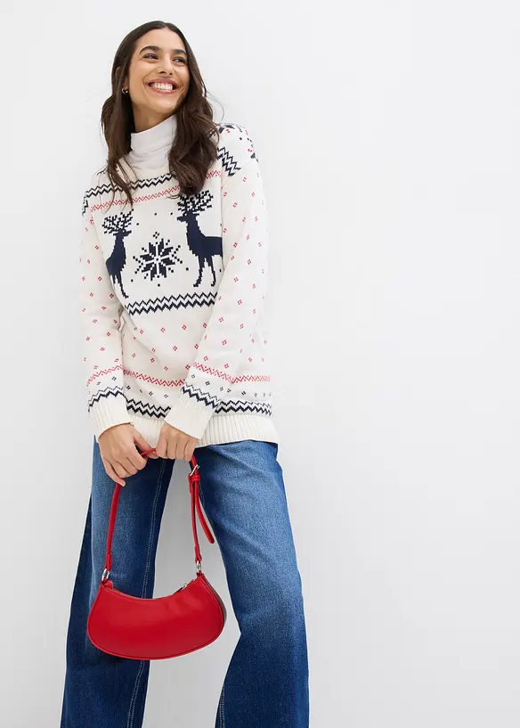 Pull à motif hivernal, bonprix
