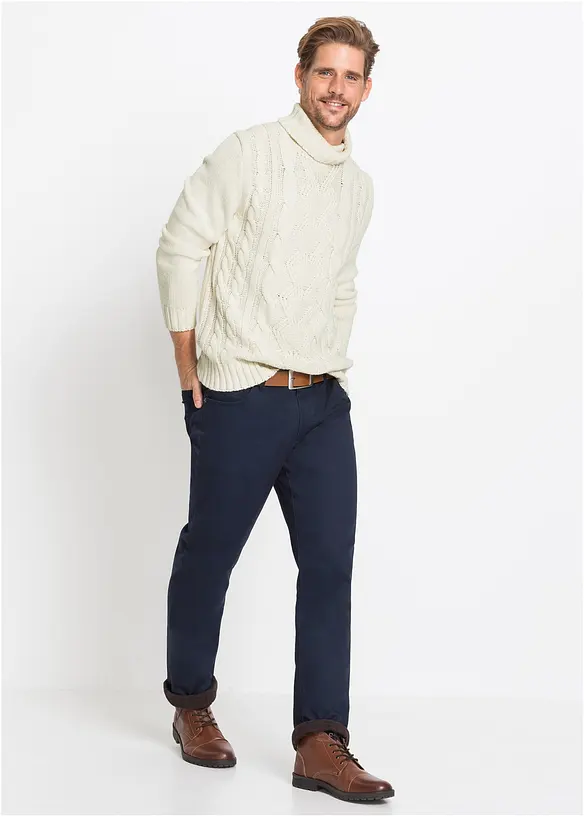Pantalon droit stretch à doublure thermique, Regular Fit, bonprix