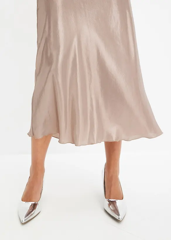 Jupe midi en satin fin, bonprix