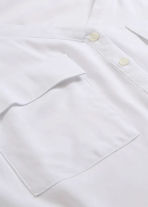 Langarm Bluse mit V-Ausschnitt aus fließender Viskose, bonprix