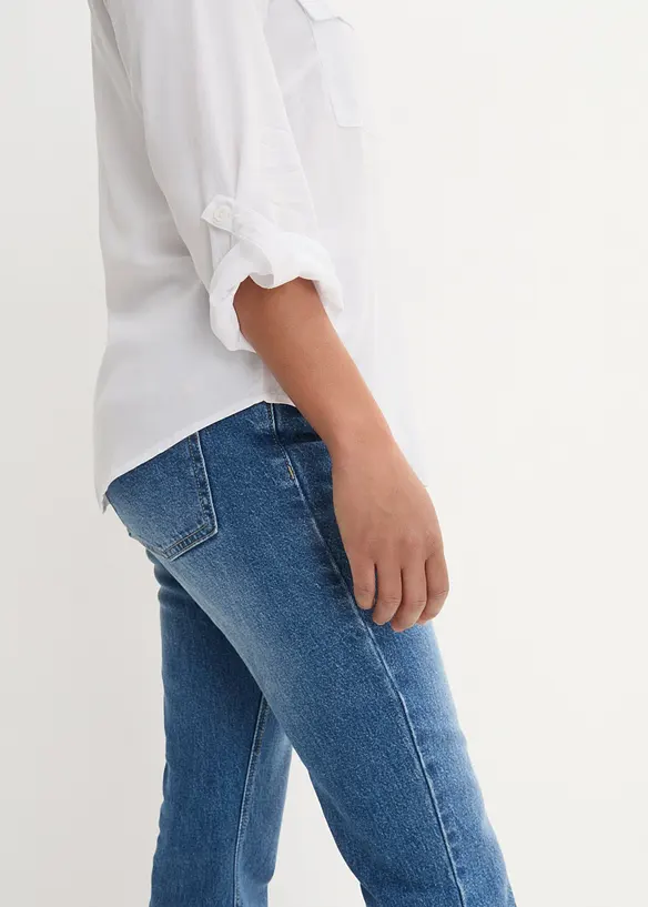 Langarm Bluse mit V-Ausschnitt aus fließender Viskose, bonprix
