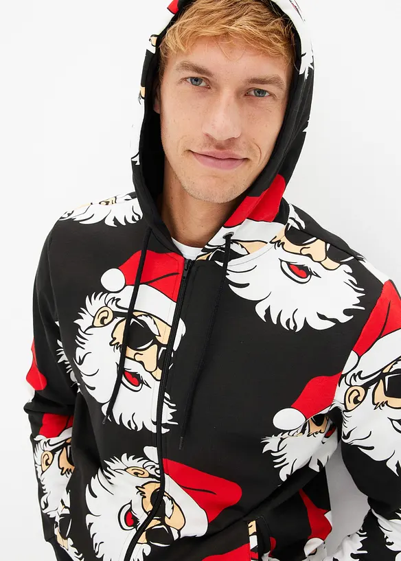 Sweat zippé à capuche avec motif de Noël, bonprix
