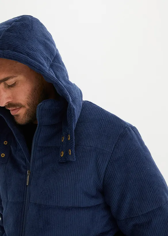 Cord-Steppjacke mit abnehmbarer Kapuze, bonprix