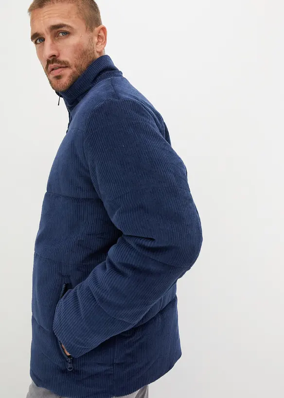 Cord-Steppjacke mit abnehmbarer Kapuze, bonprix