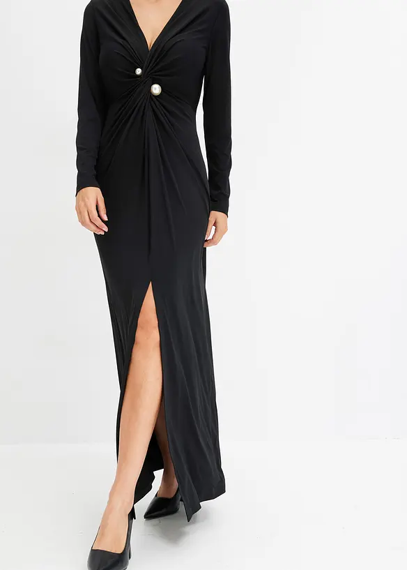 Maxikleid mit Knotendetail und Perlen-Nadel, bonprix