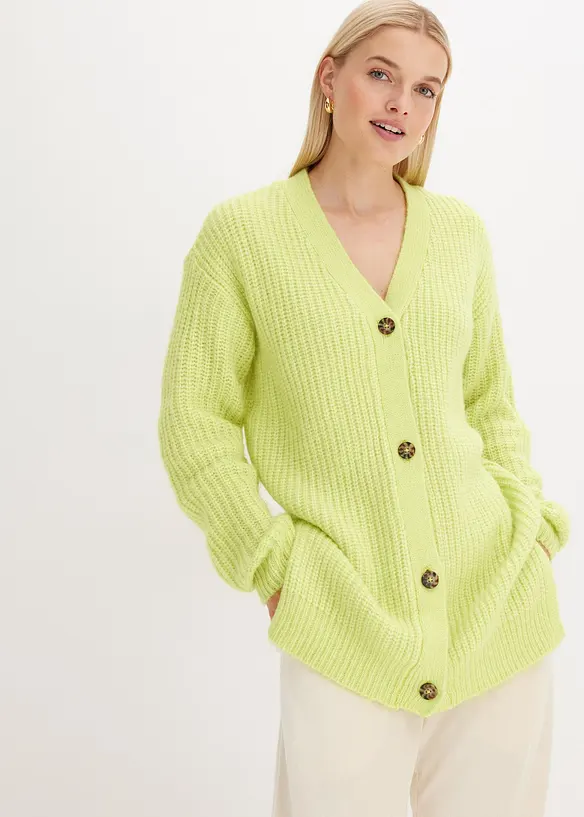 Grobstrickjacke aus weichem Wollmix, bonprix