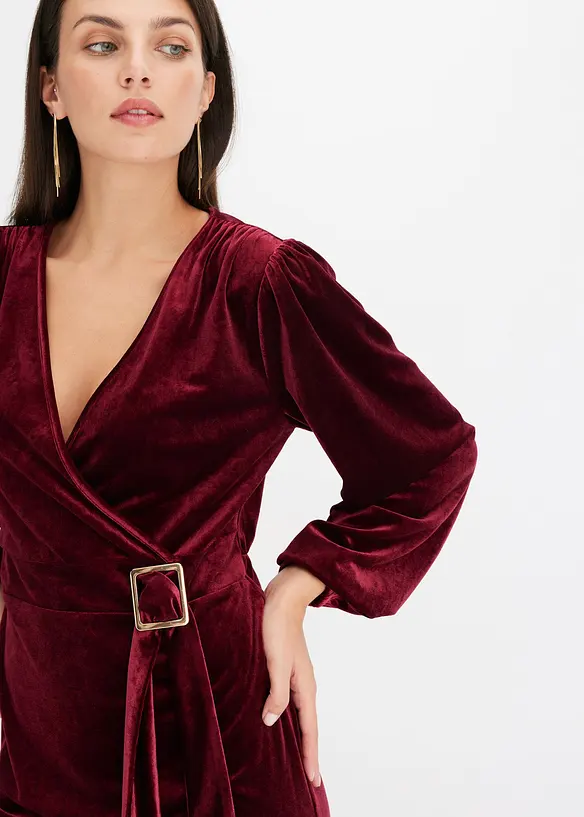 Minikleid aus softem Samt im Wickeloptik, bonprix