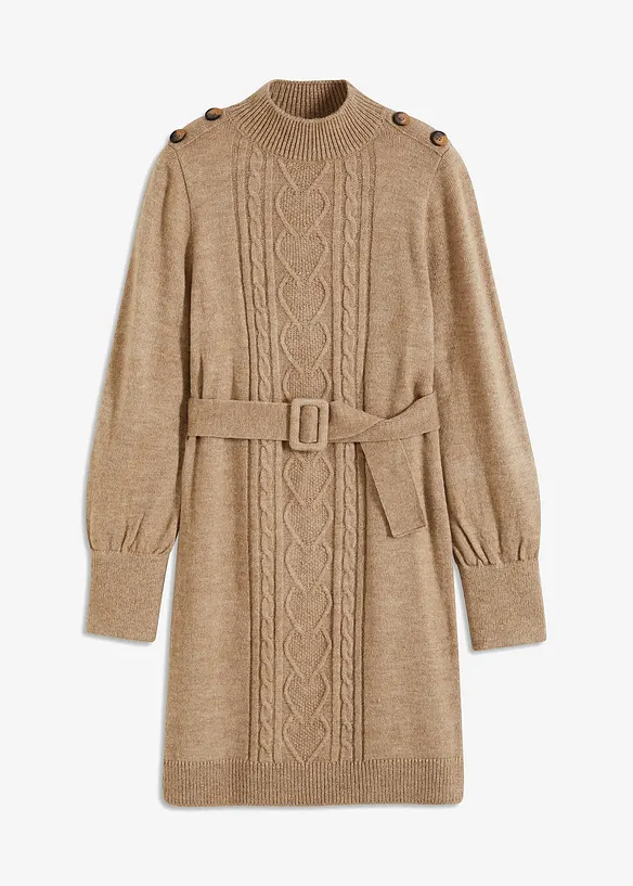 Robe en maille avec ceinture, bonprix