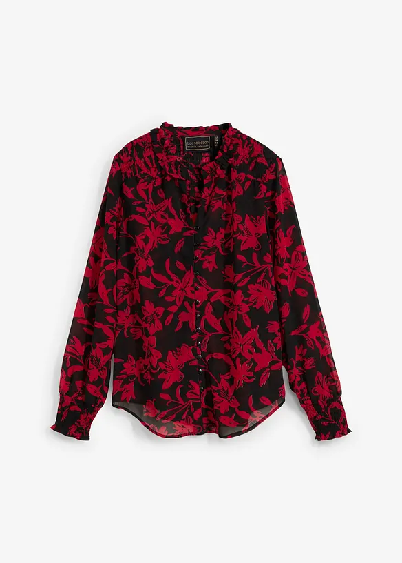 Chiffon Bluse mit Smok-Details, bonprix