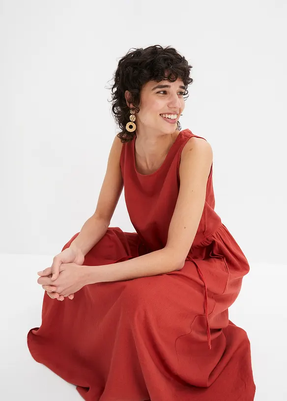 Robe longue en l&eacute;ger m&eacute;lange de lin et viscose, bonprix