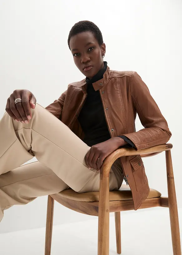 Veste en cuir nappa d&rsquo;agneau, bonprix