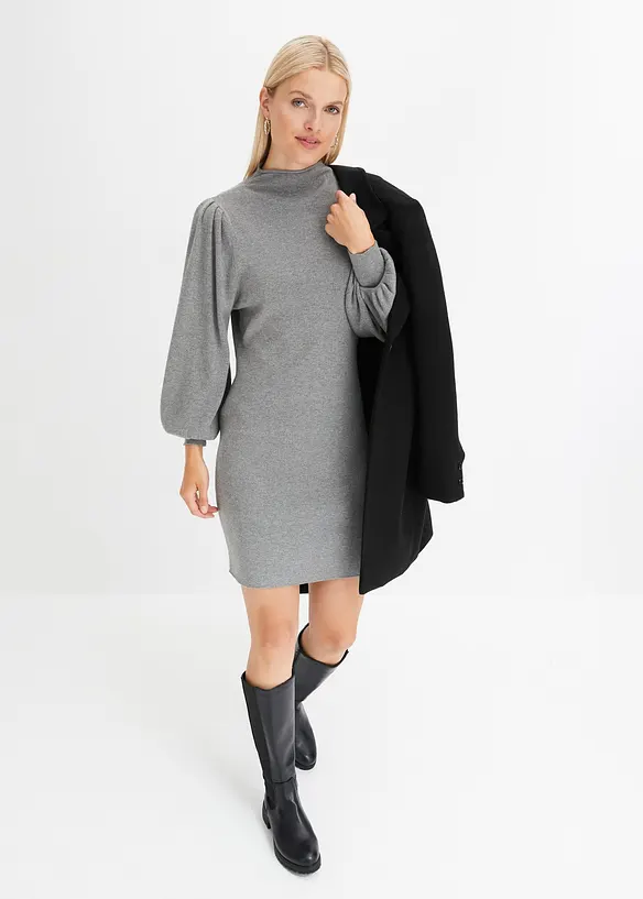 Robe en maille à manches ballon, bonprix