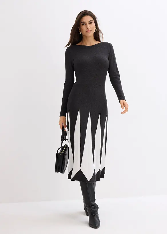 Strickkleid im Rautendesign, bonprix