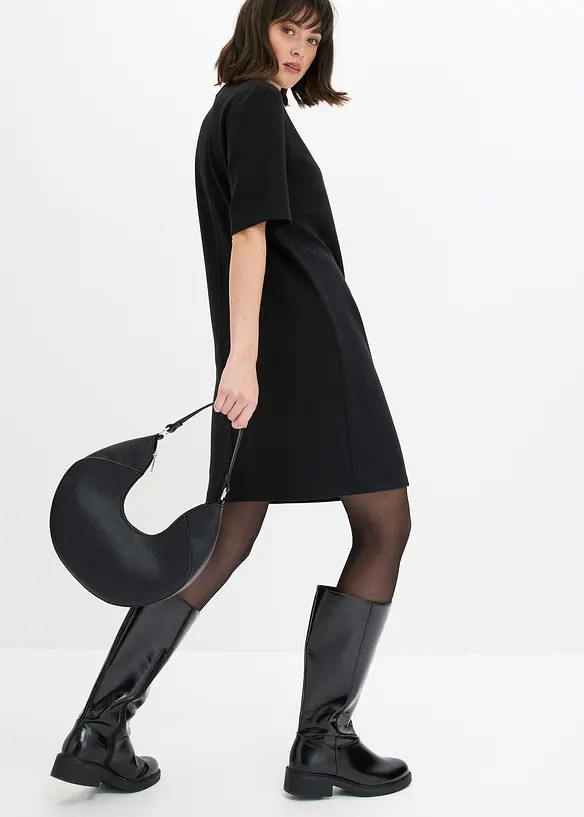 Robe courte en mati&egrave;re n&eacute;opr&egrave;ne &agrave; col montant contrastant, bonprix