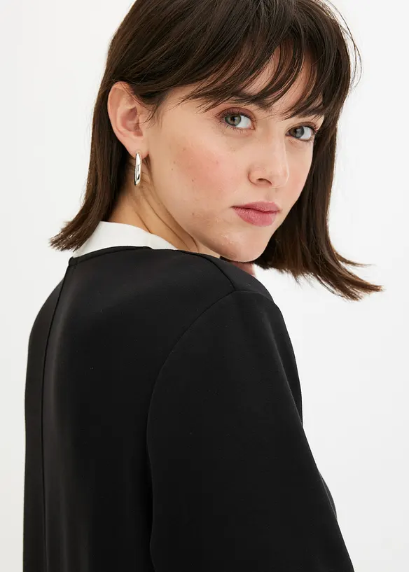 Robe courte en mati&egrave;re n&eacute;opr&egrave;ne &agrave; col montant contrastant, bonprix