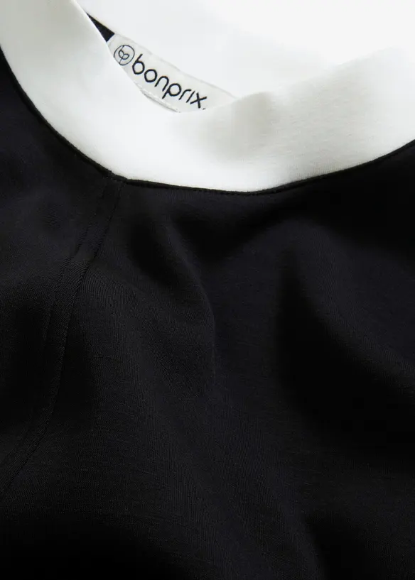 Robe courte en mati&egrave;re n&eacute;opr&egrave;ne &agrave; col montant contrastant, bonprix