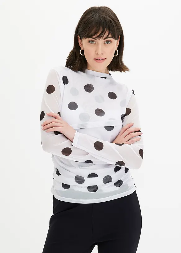 Langarmshirt aus zartem Mesh, bonprix