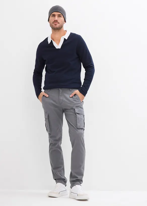 Pantalon droit en coton extensible, regular, bonprix
