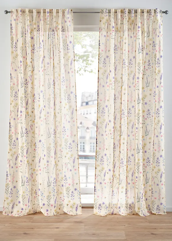 Lot de 2 voilages &agrave; l'imprim&eacute; floral, bonprix