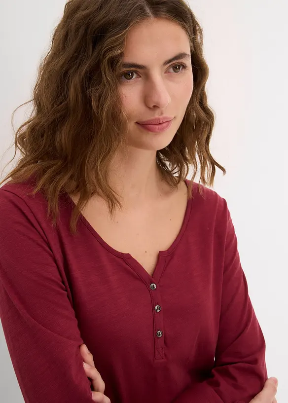 Shirt mit Knopfleiste aus reiner Bio-Baumwolle, bonprix
