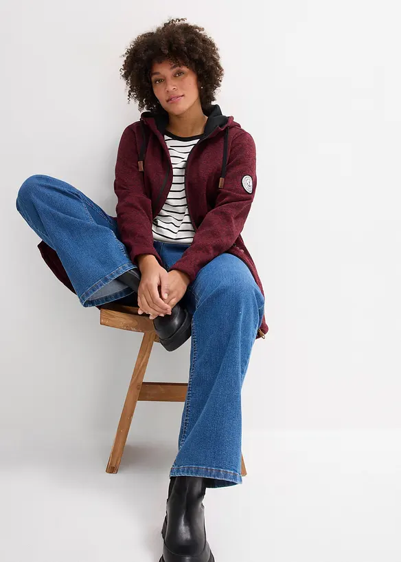 Strickfleecejacke mit Kapuze, bonprix