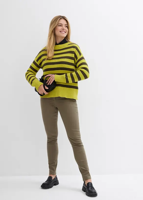 Pantalon slim taille mi-haute &eacute;lastiqu&eacute;e, bonprix