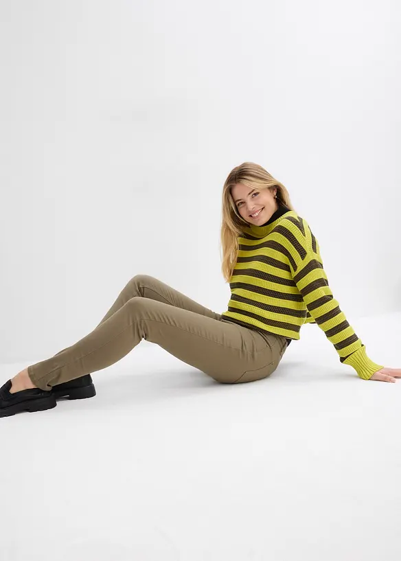 Pantalon slim taille mi-haute &eacute;lastiqu&eacute;e, bonprix