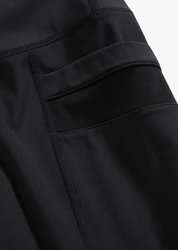 Komfort-Sport-Leggings mit transparentem Mesh und Handytasche, bonprix