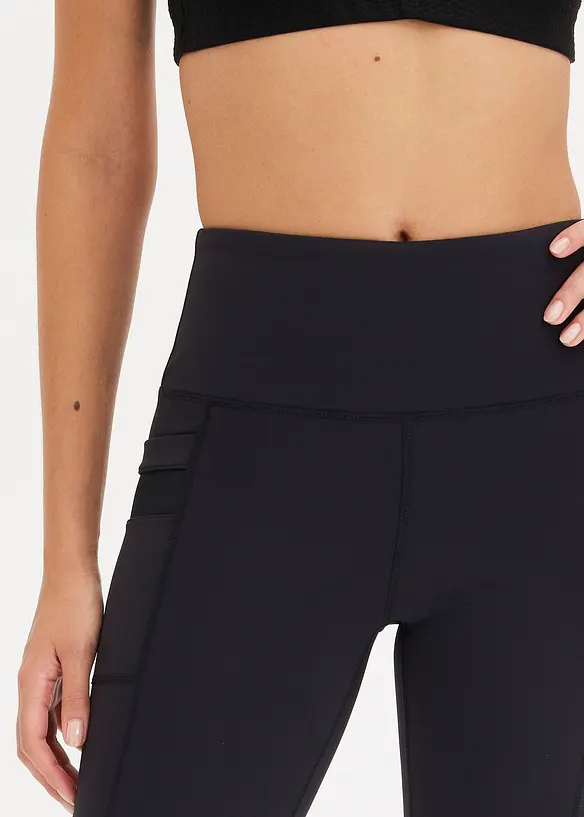Komfort-Sport-Leggings mit transparentem Mesh und Handytasche, bonprix