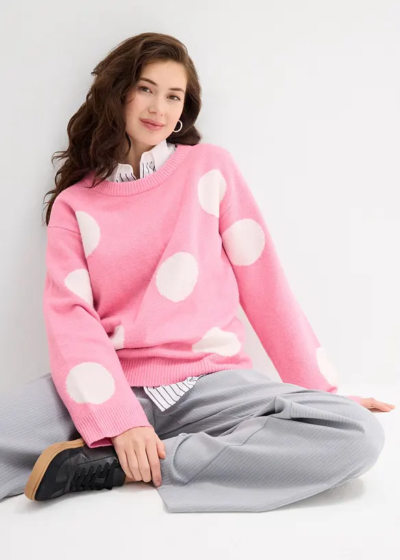 Pull oversize à gros pois, bonprix