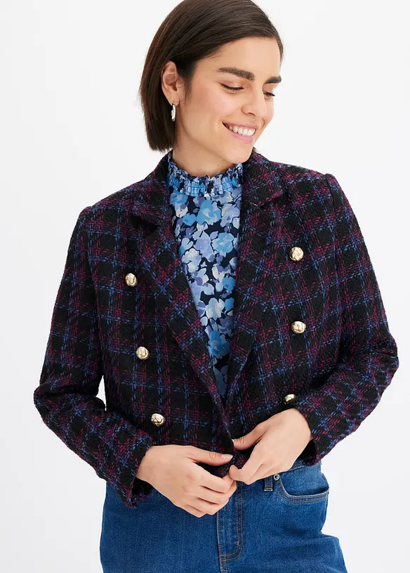 karierter Bouclé-Blazer, bonprix