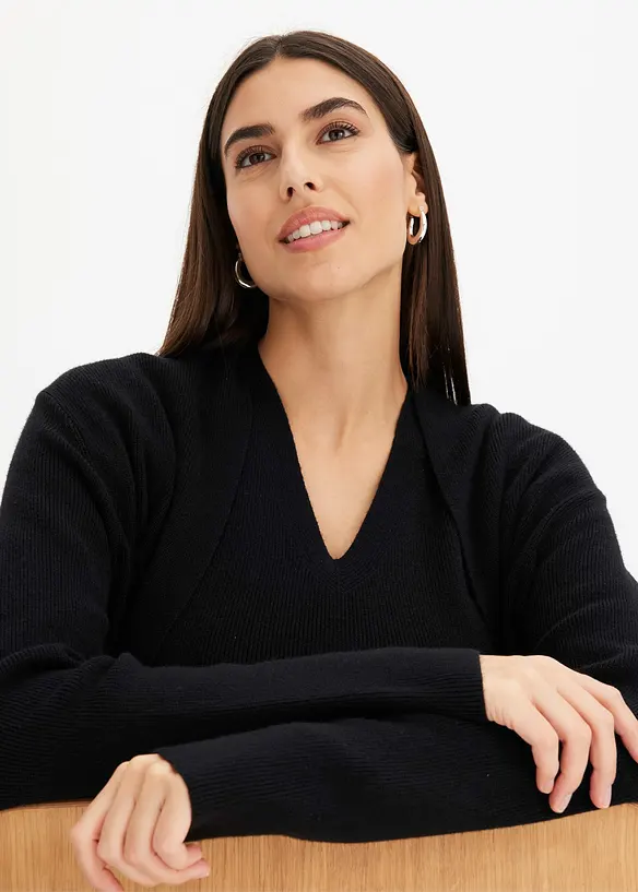 Gilet long en maille de viscose mélangée, bonprix