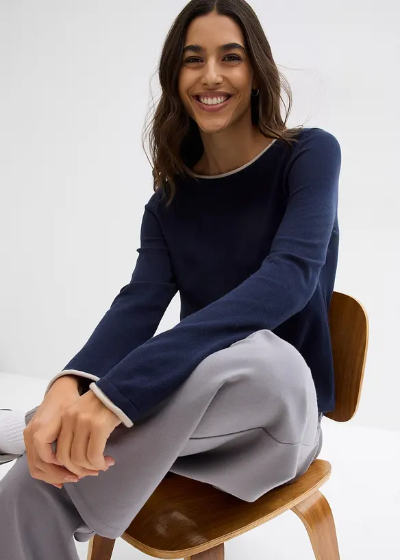 Feinstrickpullover aus Baumwollmix, bonprix